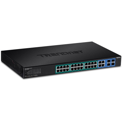 TRENDnet TPE-2840WS 28-Port Managed Gigabit Ethernet PoE+ Switch, 4x shared Gigabit ports (RJ-45 or SFP), rack mountable